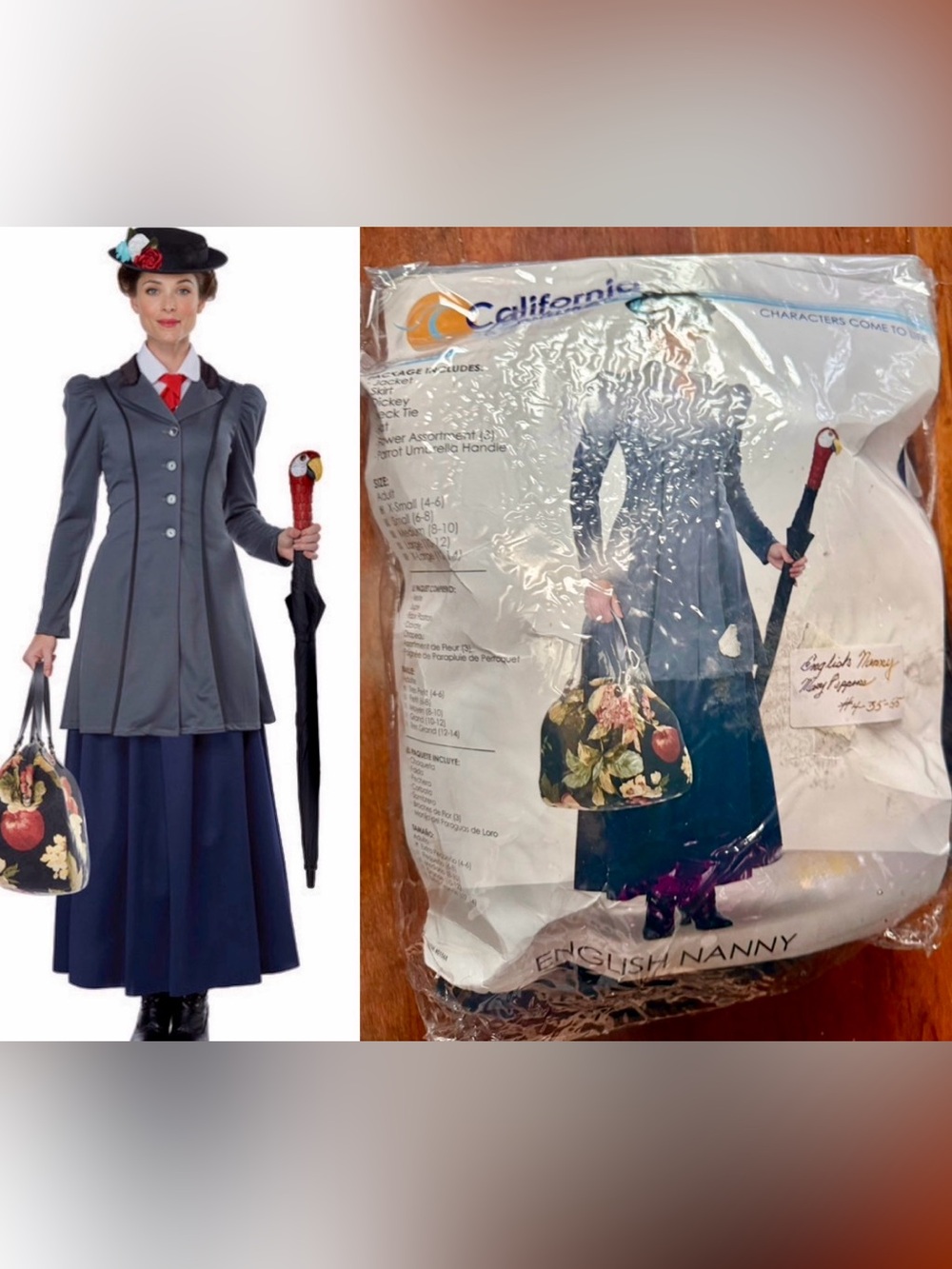 California Costumes English Nanny/Mary Poppins Costume #CA01568 Women’s XS~NEW